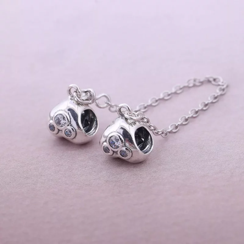 (imagen para) Cadena de seguridad en plata de ley Corazones de Mickey - PANDORA - Ver 2