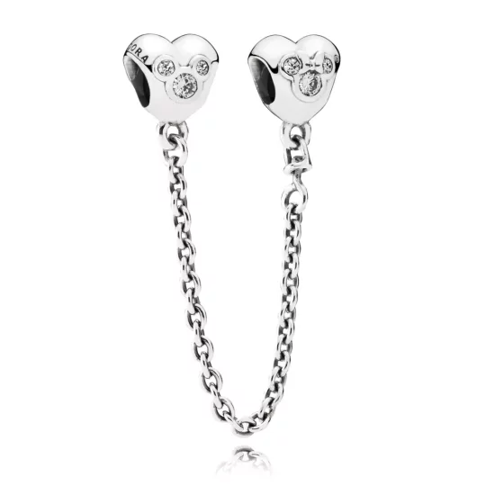 (imagen para) Cadena de seguridad en plata de ley Corazones de Mickey - PANDORA