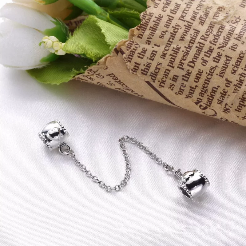 (imagen para) Cadena de seguridad en plata de ley Corazones en relieve PANDORA - Ver 2