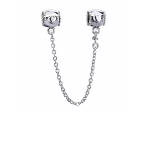 (imagen para) Cadena de seguridad en plata de ley Corazones en relieve PANDORA
