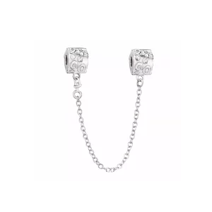 (imagen para) Cadena de seguridad en plata de ley Flor PANDORA
