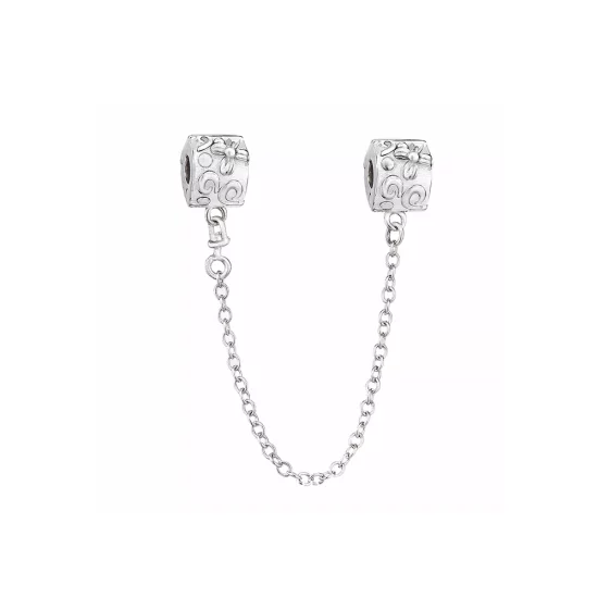 (imagen para) Cadena de seguridad en plata de ley Flor PANDORA