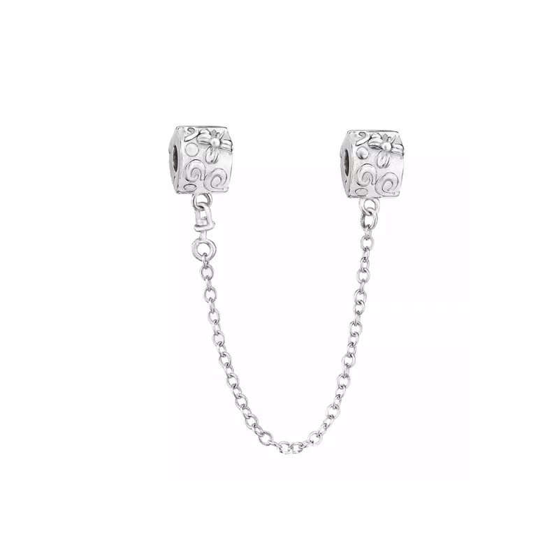 (imagen para) Cadena de seguridad en plata de ley Flor PANDORA