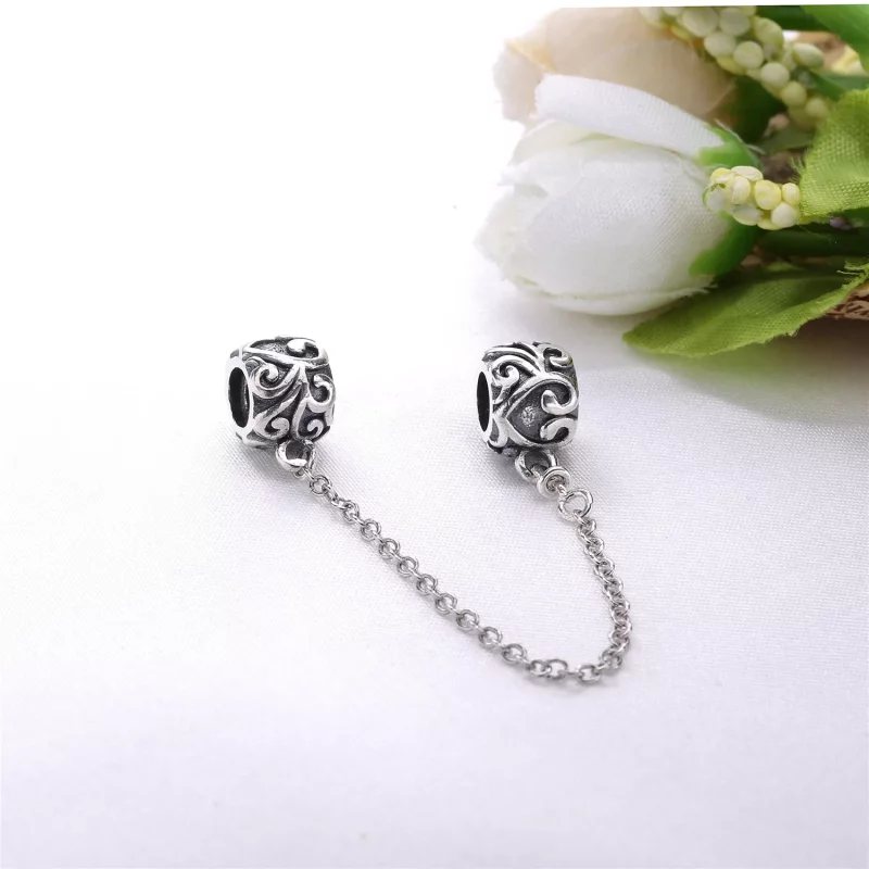 (imagen para) Cadena de seguridad en plata de ley Hojas PANDORA - Ver 3