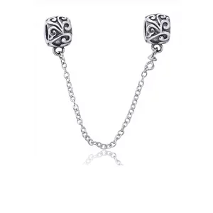 (imagen para) Cadena de seguridad en plata de ley Hojas PANDORA