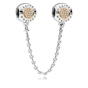(imagen para) Cadena de seguridad en plata de ley y oro Logo PANDORA