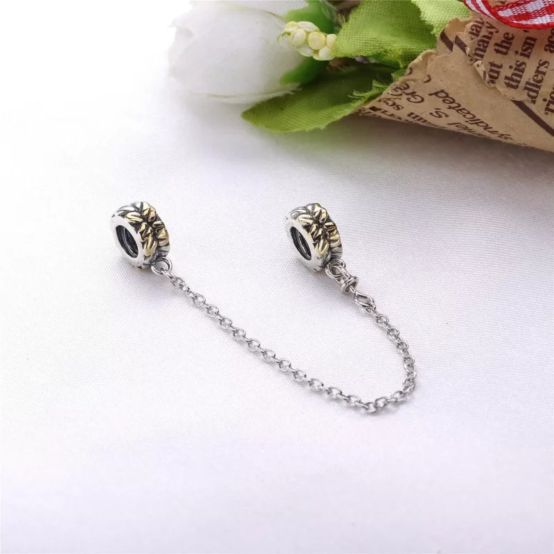 (imagen para) Cadena en plata de ley y oro Hojas PANDORA - Ver 2