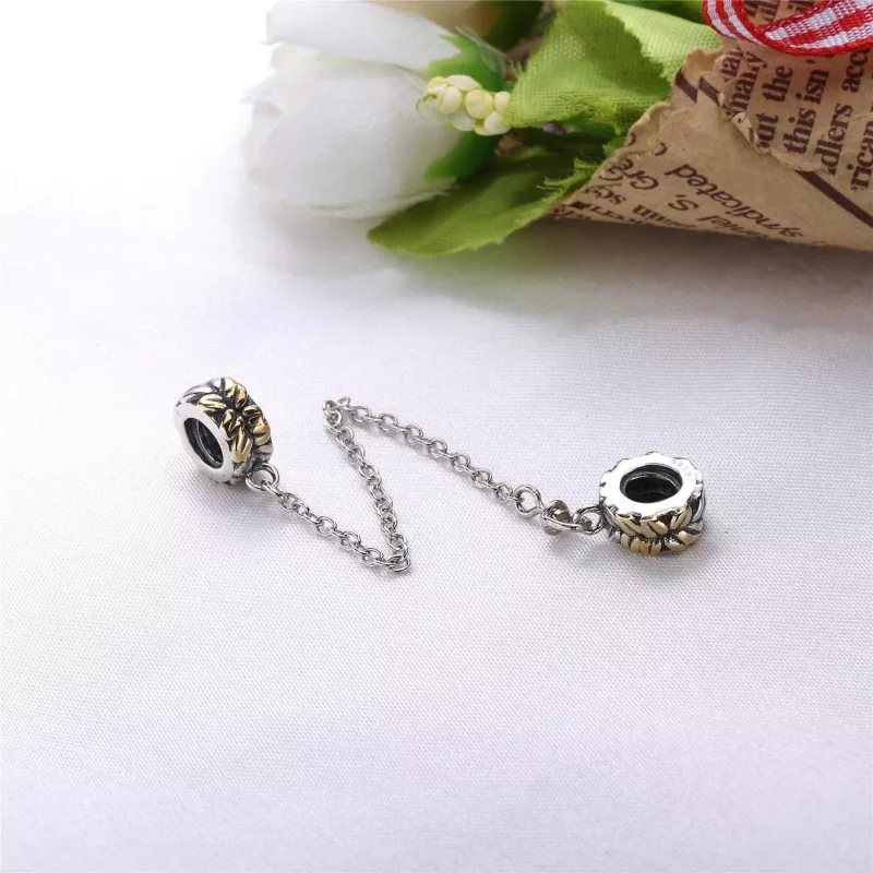 (imagen para) Cadena en plata de ley y oro Hojas PANDORA - Ver 3