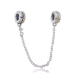 (imagen para) Cadena en plata de ley y oro Hojas PANDORA