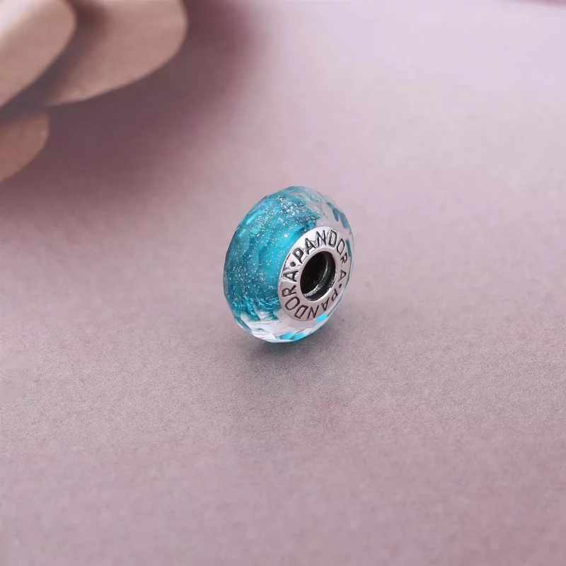 (imagen para) Charm cristal de Murano verde-azulado - PANDORA - Ver 2