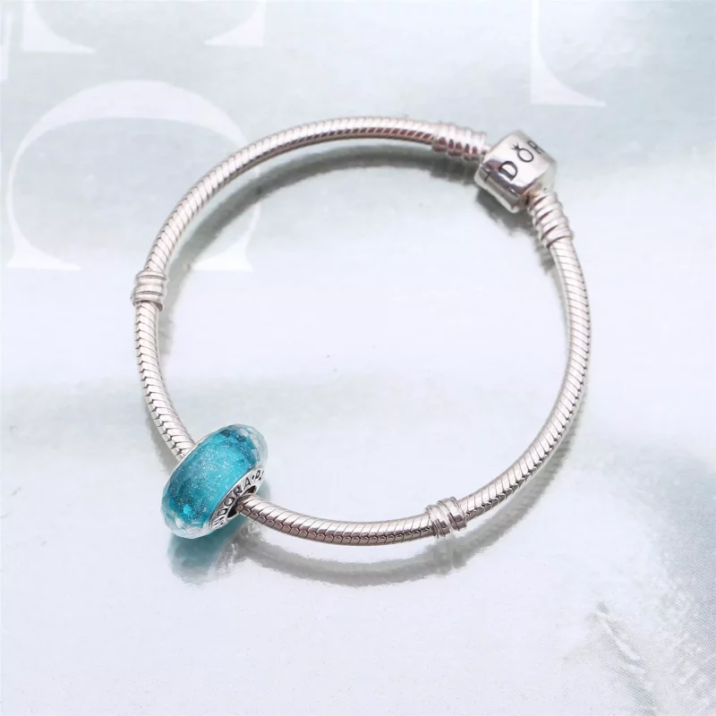 (imagen para) Charm cristal de Murano verde-azulado - PANDORA - Ver 4