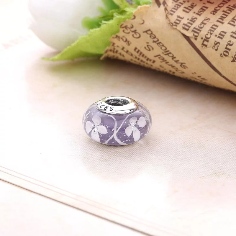 (imagen para) Charm cristal de Murano Campo de Flores Morado - PANDORA - Ver 3