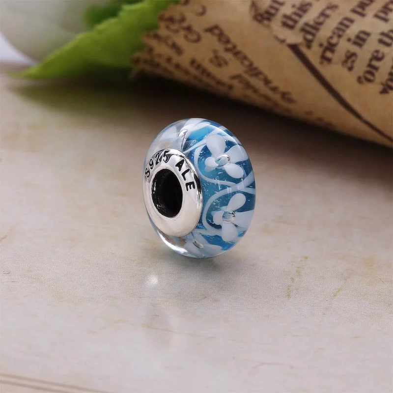 (imagen para) Charm cristal de Murano Campo de Flores Azul - PANDORA - Ver 2