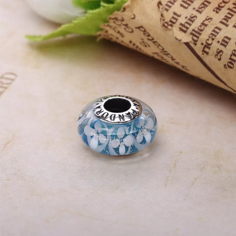 (imagen para) Charm cristal de Murano Campo de Flores Azul - PANDORA - Ver 3