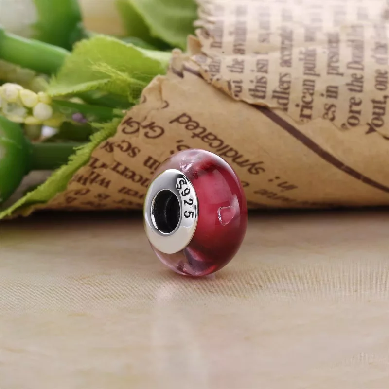 (imagen para) Charm Cristal de Murano Coraz&oacute;n de cristal Cereza - PANDORA - Ver 2