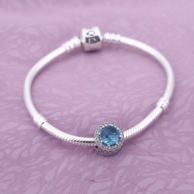 (imagen para) Charm Corazones Radiantes azul cielo - PANDORA - Ver 2