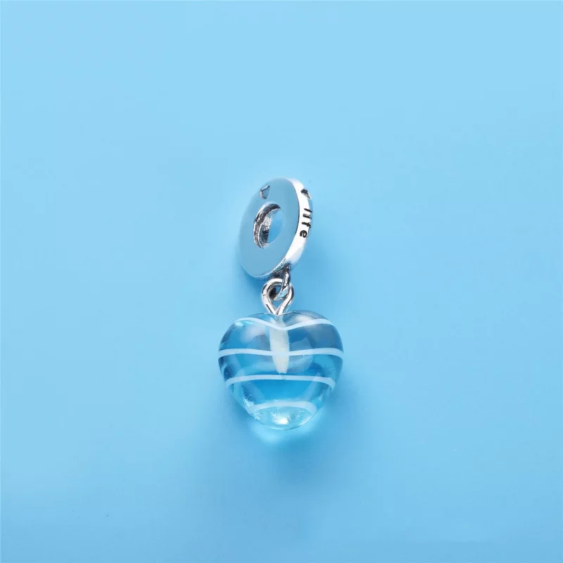 (imagen para) Charm colgante cristal de Murano Cristal Coraz&oacute;n Azul - PANDORA - Ver 2