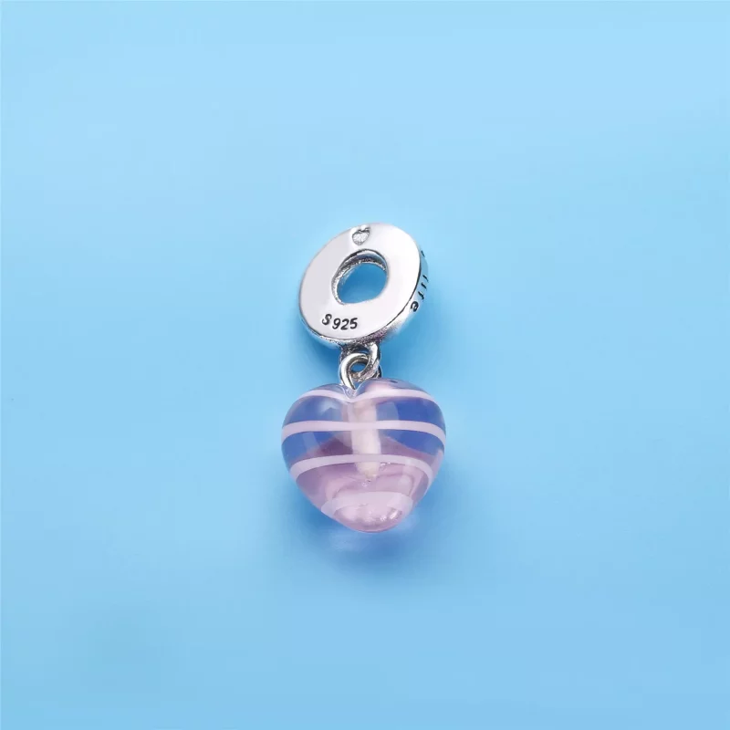(imagen para) Charm colgante cristal de Murano Cristal Coraz&oacute;n Rosa - PANDORA - Ver 2