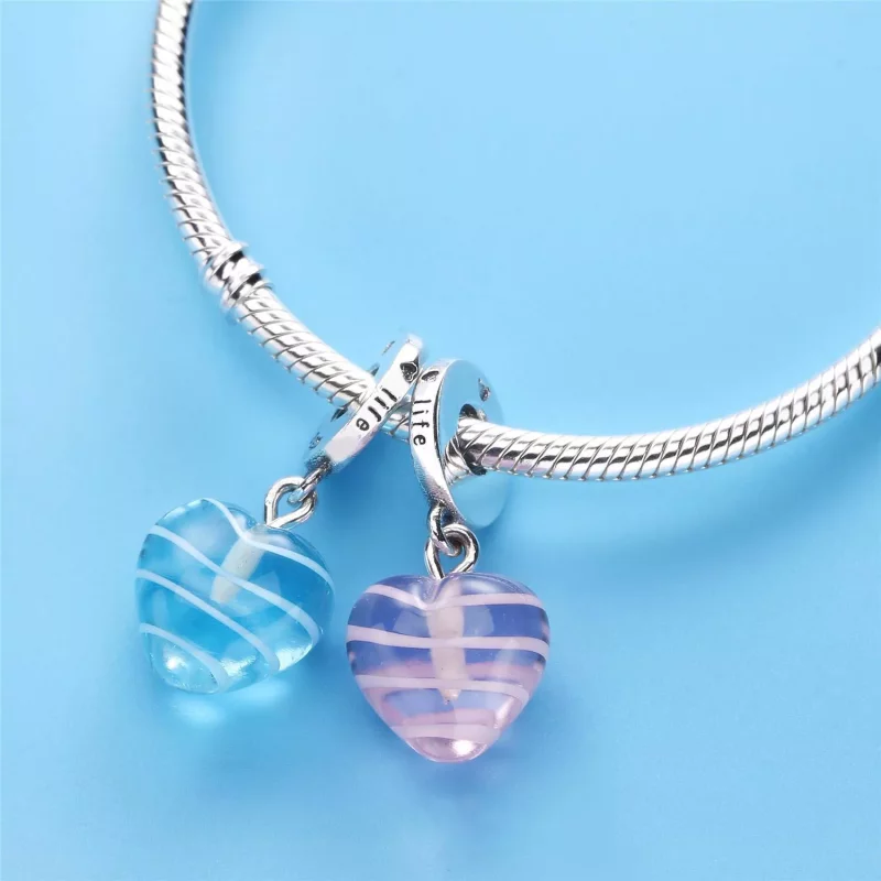 (imagen para) Charm colgante cristal de Murano Cristal Coraz&oacute;n Rosa - PANDORA - Ver 3