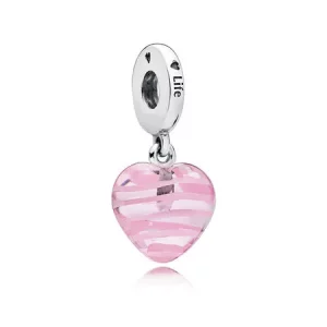 (imagen para) Charm colgante cristal de Murano Cristal Coraz&oacute;n Rosa - PANDORA