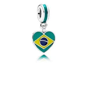 (imagen para) Charm colgante de Bandera del Coraz&oacute;n de Brasil, Esmaltes Mixtos PANDORA