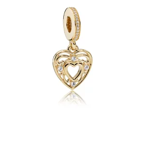 (imagen para) Charm colgante de oro Corazon romantico PANDORA