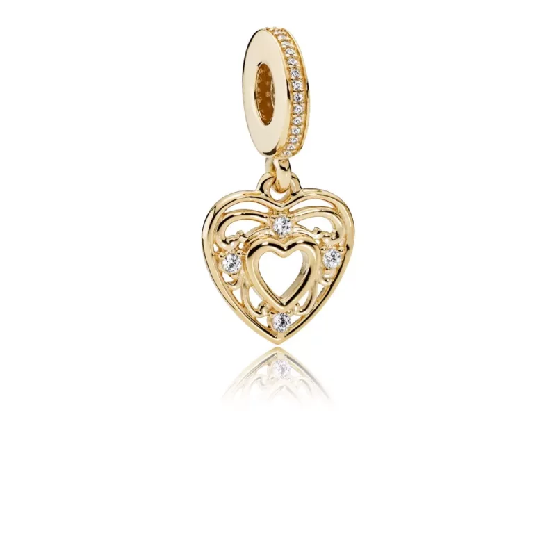 (imagen para) Charm colgante de oro Corazon romantico PANDORA