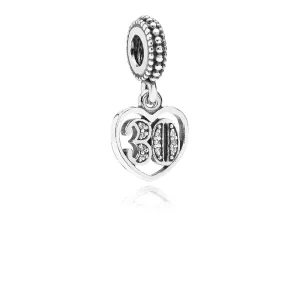 (imagen para) Charm colgante en plata de ley 30 a&ntilde;os de amor PANDORA