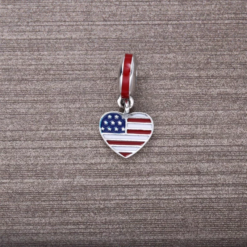 (imagen para) Charm colgante en plata de ley Bandera del coraz&oacute;n de Estados Unidos PAND - Ver 2