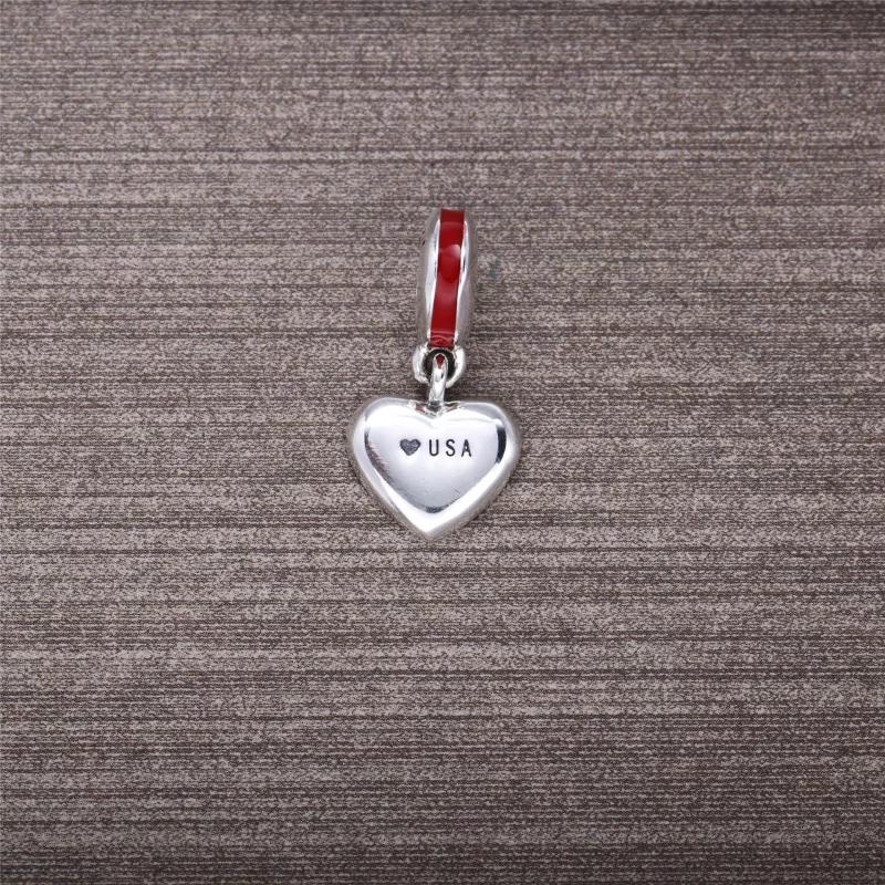 (imagen para) Charm colgante en plata de ley Bandera del coraz&oacute;n de Estados Unidos PAND - Ver 3