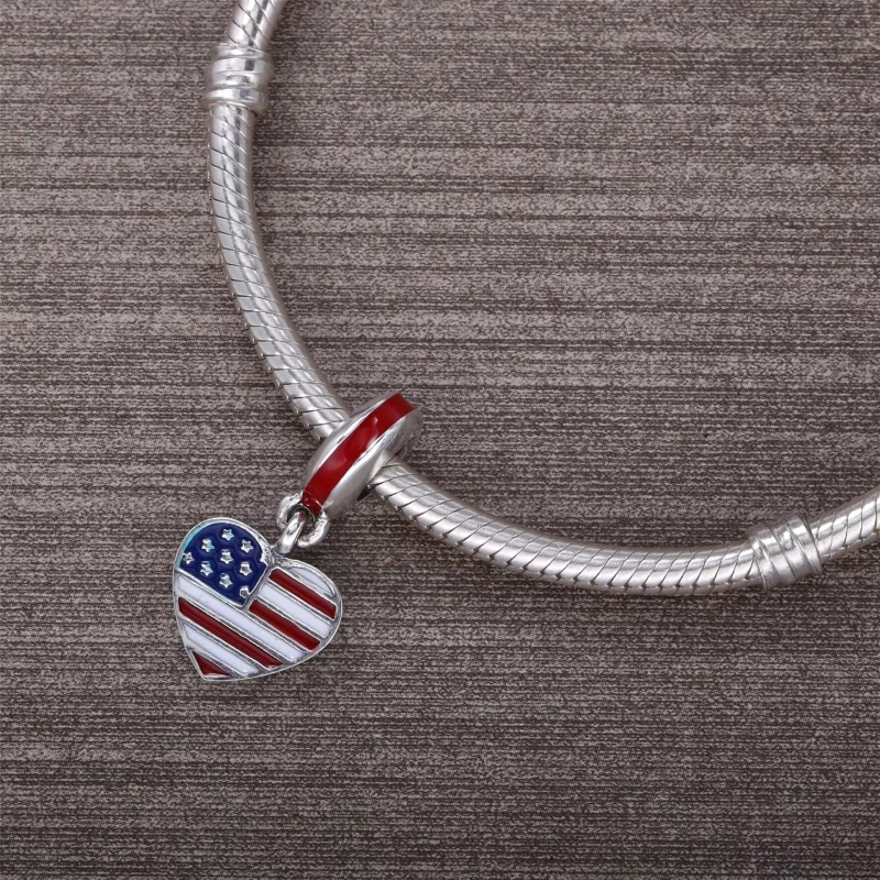(imagen para) Charm colgante en plata de ley Bandera del coraz&oacute;n de Estados Unidos PAND - Ver 4