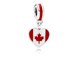 Charm colgante en plata de ley Bandera del corazon de canada PANDORA (imagen para) Charm colgante en plata de ley Bandera del corazon de canada PANDORA