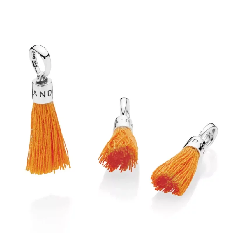 (imagen para) Charm colgante en plata de ley Borla Naranja - PANDORA - Ver 2
