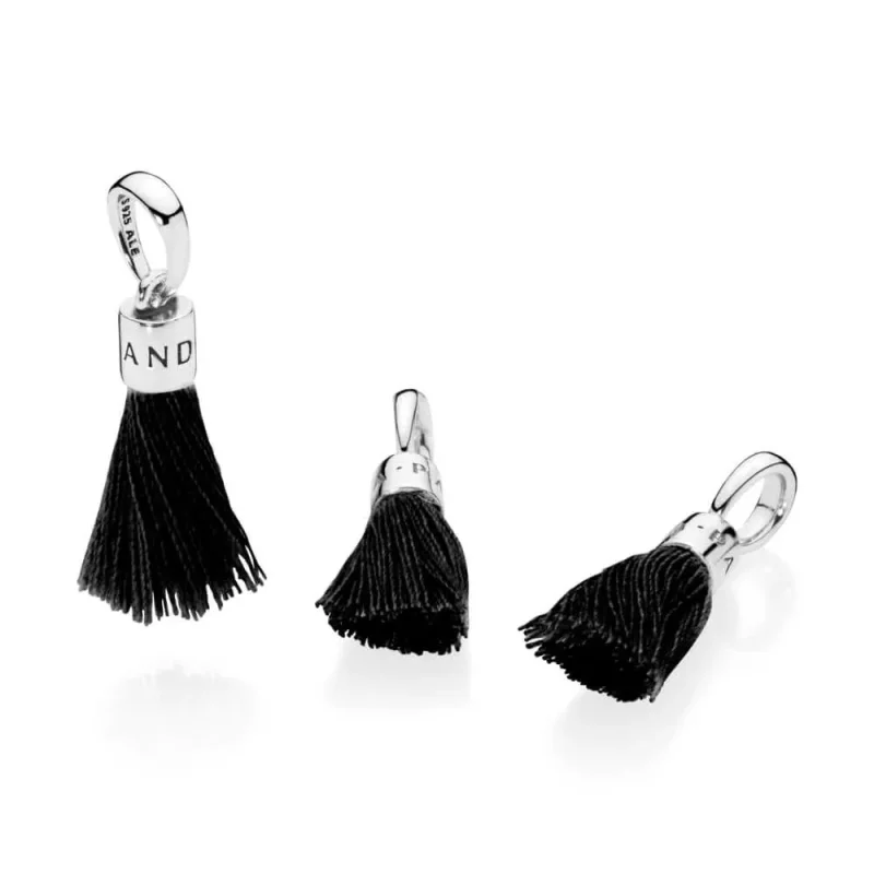 (imagen para) Charm colgante en plata de ley Borla Negra - PANDORA - Ver 2