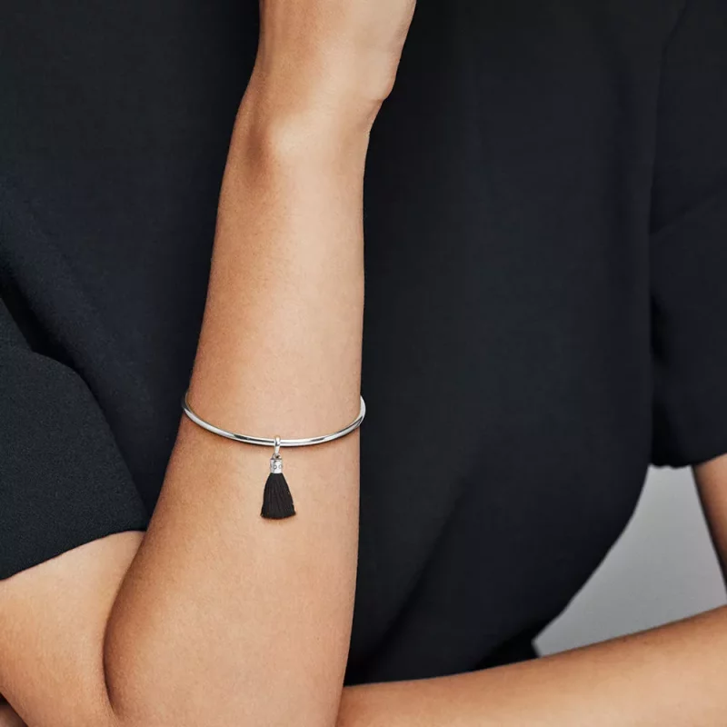 (imagen para) Charm colgante en plata de ley Borla Negra - PANDORA - Ver 3
