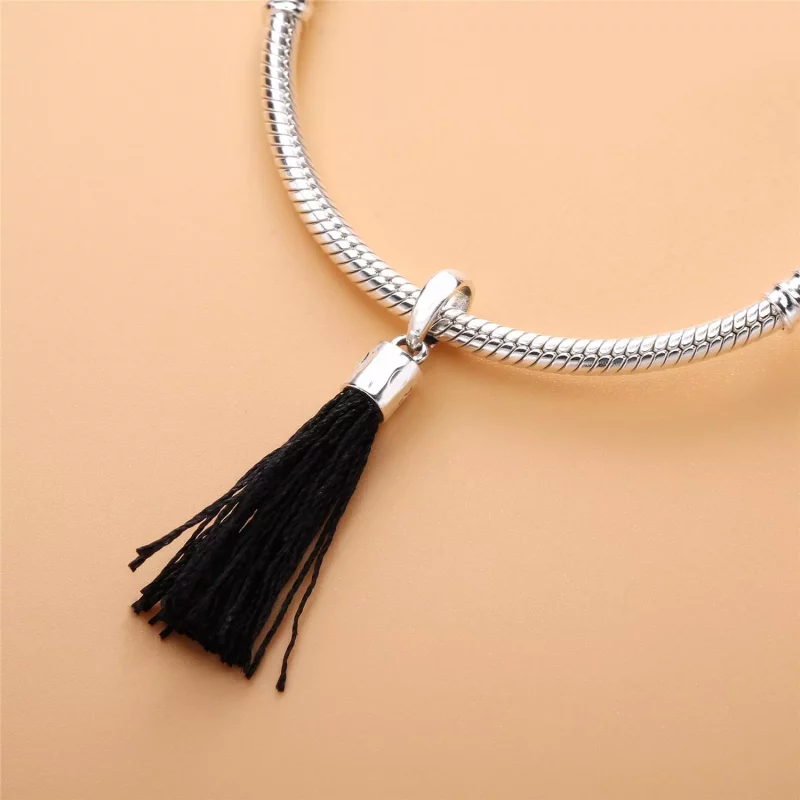 (imagen para) Charm colgante en plata de ley Borla Negra - PANDORA - Ver 4