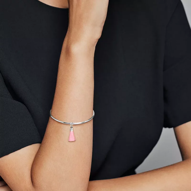 (imagen para) Charm colgante en plata de ley Borla Rosa - PANDORA - Ver 3