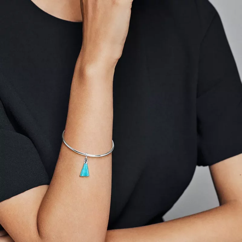 (imagen para) Charm colgante en plata de ley Borla Turquesa - PANDORA - Ver 2