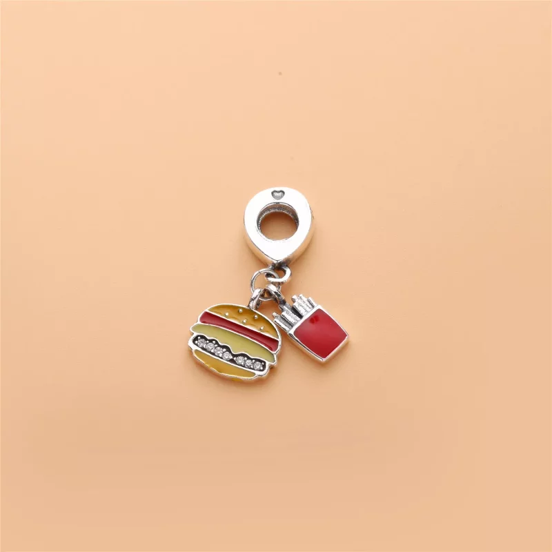 (imagen para) Charm colgante en plata de ley Burger y Patatas - PANDORA - Ver 2
