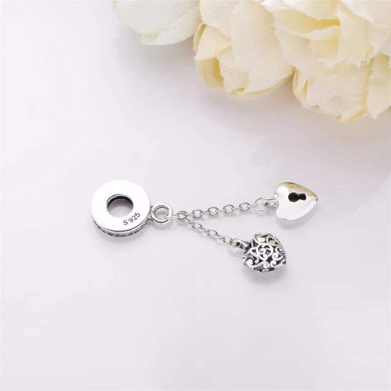(imagen para) Charm colgante en plata de ley Candado y Coraz&oacute;n - PANDORA - Ver 3