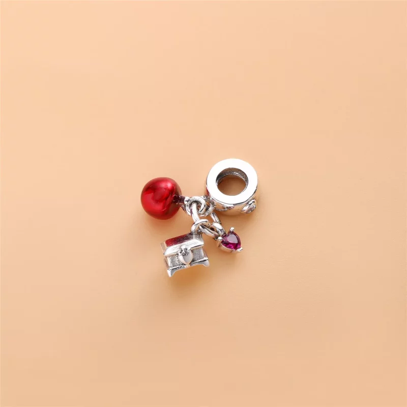 (imagen para) Charm colgante en plata de ley Coraz&oacute;n y Manzana de Blancanieves - PANDOR - Ver 3