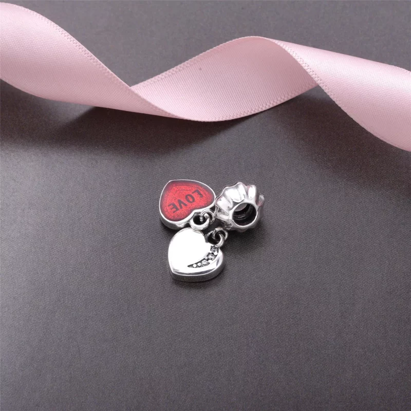 (imagen para) Charm colgante en plata de ley Corazon "Un amor" PANDORA - Ver 4