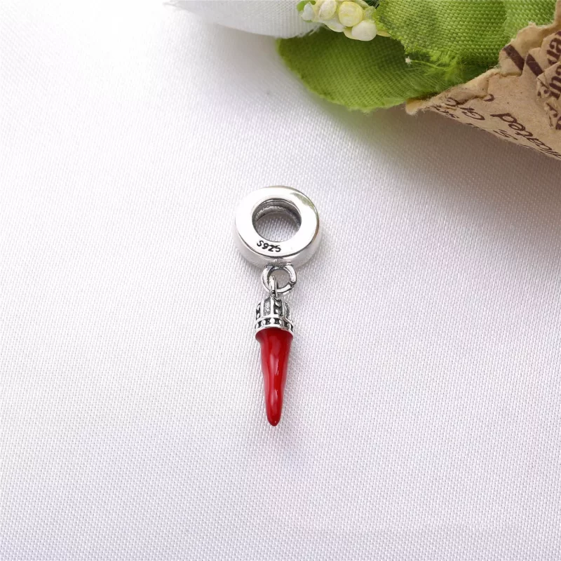 (imagen para) Charm colgante en plata de ley Cornicello PANDORA - Ver 2