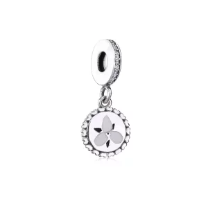 (imagen para) Charm colgante en plata de ley Flor de trillium PANDORA