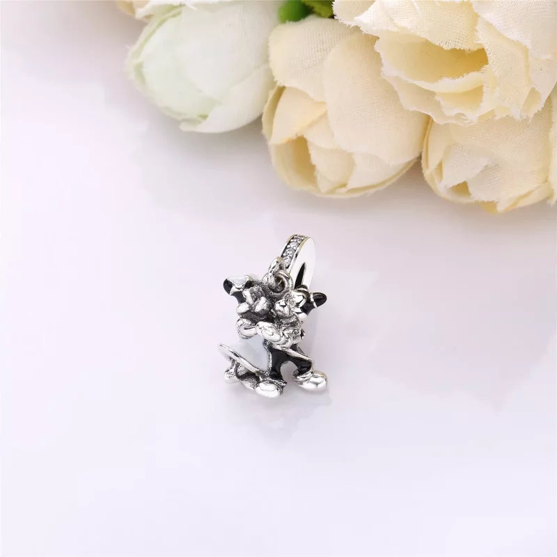 (imagen para) Charm colgante en plata de ley Mickey y Minnie PANDORA - Ver 2