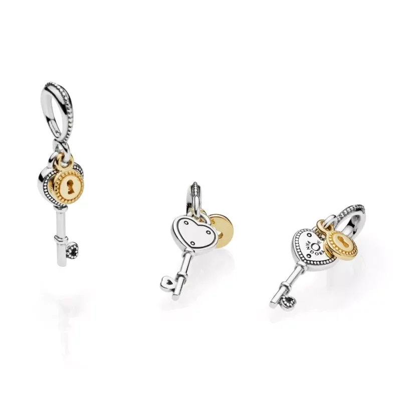 (imagen para) Charm colgante en plata de ley y oro Llave de mi Coraz&oacute;n - PANDORA - Ver 5