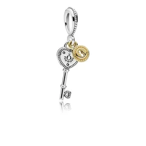 (imagen para) Charm colgante en plata de ley y oro Llave de mi Coraz&oacute;n - PANDORA