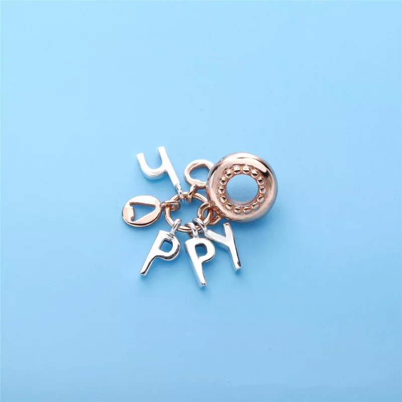 (imagen para) Charm colgante en plata de ley y PANDORA Rose Happy - Ver 4