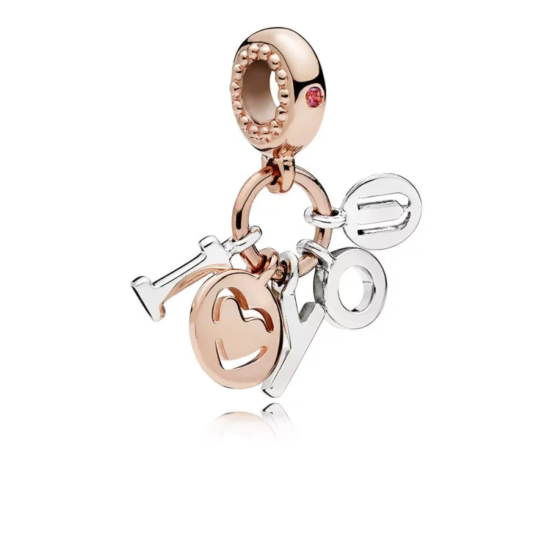 (imagen para) Charm colgante en plata de ley y PANDORA Rose I Love You - Ver 2