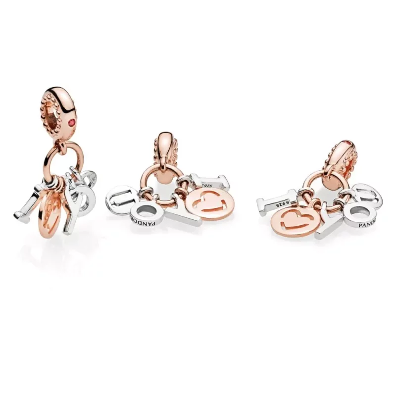(imagen para) Charm colgante en plata de ley y PANDORA Rose I Love You - Ver 3